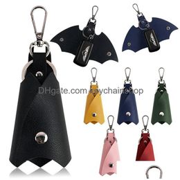 Key Rings Pu Leather Bat Keychains Holder Mens Animal Pendant Chains Fobs Fashion Design Women Bag Charms Sier Metal Car Keyrings Ac Dhlp4