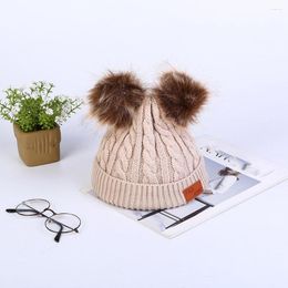 Hats 25# Beanies Baby Hat Pompon Winter Children Knitted Cute Cap For Girls Boys Casual Solid Colour