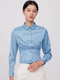 Women's Blouses Women's Office Lady Non-iron Smooth Long Sleeve Shirt Without Pocket Hidden Buttons Placket Slim-fit Versatile Female