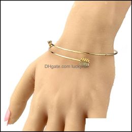 Bangle Arrow Women Bracelets Open Adjustable Cuff Gold Sier Colors Alloy Metal Bangles Fashion Gifts 1082 Q2 Drop Delivery Jewelry Otkjd