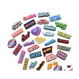 Shoe Parts Accessories Charms Wholesale Childhood Memories Motivation Letters Funny Gift Cartoon Croc Pvc Decoration Buckle Soft R Dhefq