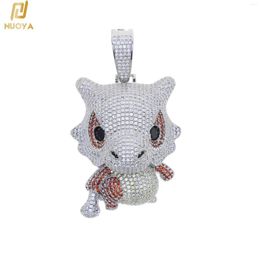 Pendant Necklaces Hip Hop Bling Iced Out Cartoon Dragon Pendants Necklace With Zircon Stone For Men Women Rapper Jewellery Free Rope Chain