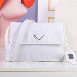 Flap Shoulder Bag Nylon Crossbody Bags Women Handbag Purse Triangle Hardware Plain Messenger Bag Adjustable Strap Fashion Letters Large Capacity Pocket