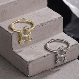 Cluster Rings In 925 Sterling Silver Gold Star Moon Zircon For Women Luxury Designer Jewelry Offers With Jewellery