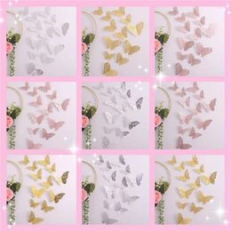 Wall Stickers 12pcs/set 3D Hollow Butterfly Wedding Decoration Festival Wallpaper Butterflies Home