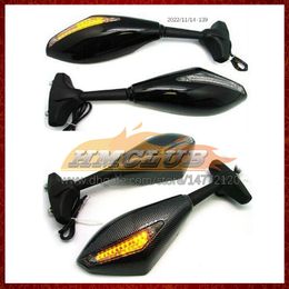 2 X Motorcycle LED Turn Lights Side Mirrors For SUZUKI GSXR 1000 1000CC GSXR1000 K9 2009 2010 2011 2012 13 14 15 16 Carbon Turn Signal Indicators Rearview Mirror 6 Colours