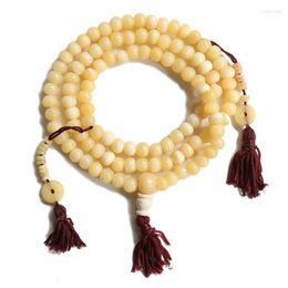 Pendant Necklaces Tibetan Oily Yak Bone Buddha Beads Teaching Makes 108 Hand Strings Soaked Butter Beef Bones Necklace