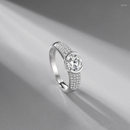 Wedding Rings Creative Silver Color-plated Platinum-plated Simulation Moissanite Simple Fashion Female Engagement Zircon Ring Gift