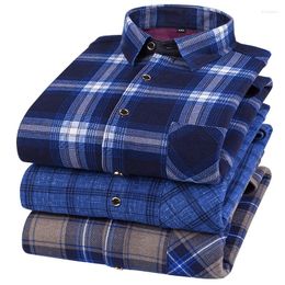 Men's Casual Shirts Men Brand Winter Warm Leisure Long Sleeved Plus Thick Printed Plaid Shirt Wool Double-sided Velvet No-shrinkable Top