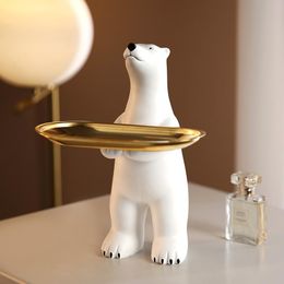 Decorative Figurines Objects & WEILEAD Resin Polar Bear Storage Tray Furnishing Articles Nordic Creative Modern For Interior Home Desktop Or