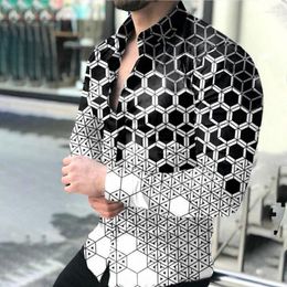 Men's Casual Shirts 2023 Spring Autumn Features Argyle Men Black And White Shirt Arrival Long Sleeve Slim Fit Male