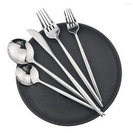 Flatware Sets 30Pcs Set 18/10 Stainless Steel Dinnerware Cutlery Dinner Knife Fork Spoon Silver Home Tableware