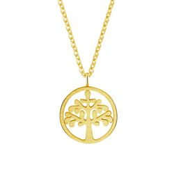 Pendant Necklaces Dainty Circle Charm Tree Of Life Necklace Women Mother Day Gift Stainless Steel Chain Nature Jewelry Bijoux Femme 2023