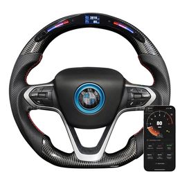 Car Styling Driving Wheel Carbon Fibre Race Display LED Steering Wheels Compatible For BMW I8 Auto Parts