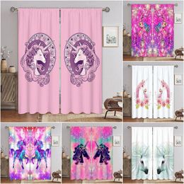 Curtain Dazzle Unicorns 3D Digital Printing Bedroom Living Room Window Curtains 2 Panels