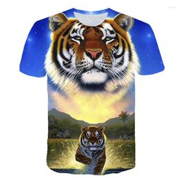 Men's T Shirts 2023 Summer Mens T-shirt Anime Adult Clothing 3d Tiger Print Short Sleeve Hip-hop Personality Casual Tshirts Tops