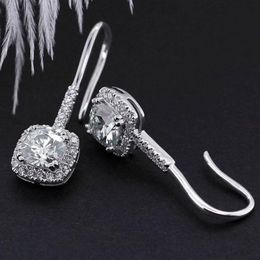 Dangle Earrings Drop Hook Geometric Big Shine Zicon Fashion Jewelry For Women Vintage Oorbellen Voor Gift Earring & Chandelier