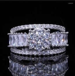 Cluster Rings Arrival Luxury Jewelry 925 Sterling Silver Princess Cut 5A Cubic Zirconia Party Women Wedding Engagement Band Ring Gift