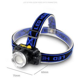 5W zoomable headlights portable outdoor hunting fishing sensor headlight USB rechargeable head lamp lights