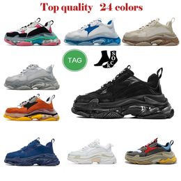 Crystal Bottom Casual Shoes Triple S Luxury Designer Sneakers Platform Sneaker Men Women Fashion Tennis Trainer Sports Fashion Trainers Mint White Black Oreo Blue