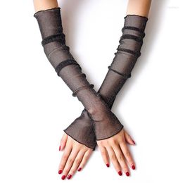 Knee Pads 1pair Sexy Fashion Women Gauze Sun Protection Sleeves Gloves Thin Long Fingerless Arm Warmers Sunscreen Uv Breathable Mittens