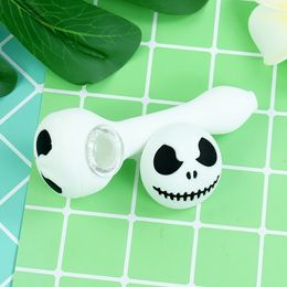 Smoking Pipes Halloween Dolls Shape Silicone Hand Pipe Grade Portable Bubbler Dab Rig with Glass Bowl Smoke Oil