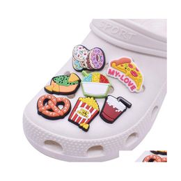 Shoe Parts Accessories Charms Wholesale Childhood Memories Food Pop Corn Donut Drink Cartoon Croc Pvc Decoration Buckle Soft Rubbe Dhxzt