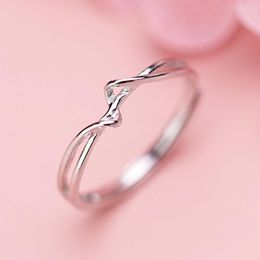 Cluster Rings Simple Sea Wave Couple Ocean Surf 925 Sterling Silver Ring For Women Wedding Jewellery Gift