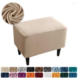 Chair Covers 1PC Rectangle Ottoman Stool Cover Velvet Elastic Footstool 360° All Inclusive Footrest Slipcovers Protector