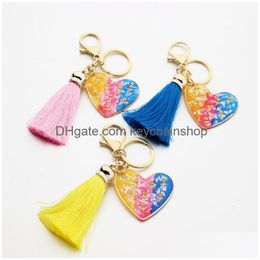 Key Rings New Brand Keychains Keyrings Charms Heart Shape Tassel Pendant Bag Accessories Fashion Flower Butterfly Car Chains Ring Ho Dhza8