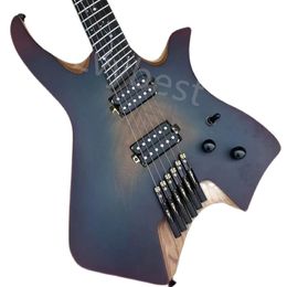 Lvybest Electric Guitar 2021 New Fan-Shaped Silk 6 String Headless Blue Pop Color Baked Maple Neck Ergonomic Asymmetric Neck