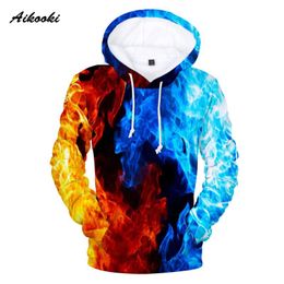 Men's Hoodies & Sweatshirts Yellow And Blue 3D Fire Autumn Men Sweatshirt Women Outwear Winter Handsome Hooded Male Hoodyclothes