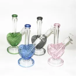 9 inch Pink Glass Bong heart shape glass bowl Hookah Shisha Beaker Dab Rig Smoking Water Pipe Philtre Bubbler W ICE Catcher