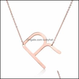 Pendant Necklaces Fashion Stainless Steel Jewellery 26 Alphabet Minimalist Joyeria Wholesale Gold Letter Initial Necklace 16Inch Drop Otdcu