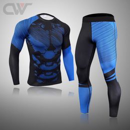 Men's Thermal Underwear Winter Set Sportswear Running Training Warm Base Layer Compression Tights Jogging Gym MMA Suit 230109