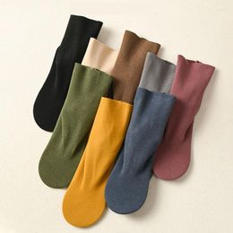 Women Socks Solid Colour Middle Tube Warm Japanese Korea Loose Long Pile Ins Soft Fashion Girls Spring And Autumn