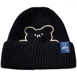 Berets Fashion Travel Hat Cute Bear Knit For Both Men And Women White Woollen Winter Warm Jumper Cold XU21