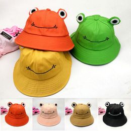 Wide Brim Hats Bucket Hat Summer Fisherman Women Outdoor Cotton Cute Travel Frog Design CNT 66