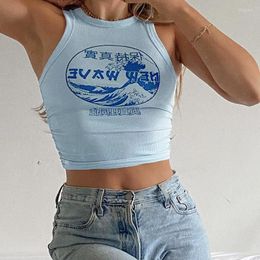 Women's T Shirts Gaono Sexy Tank Top Blue Halter Y2K Tops Women Summer Camis Backless Camisole Fashion Casual Tube Mujer Sleeveless 90s Vest