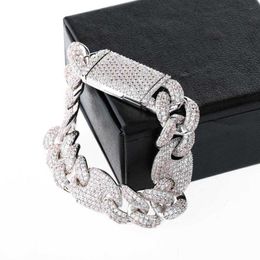 Link Bracelets Chain OH 16mm Iced Out Cuban Hip Hop Jewellery Gold Silver Colour CZ Big Square Clasp Bracelet For Men Rapper