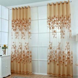 Curtain Economical Fashion Floral Tulle Door Window Drape Panel Sheer Home Decorative Front Curtains Ds99