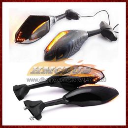 2 X Motorcycle LED Turn Lights Side Mirrors For YAMAHA YZF1000R Thunderace YZF 1000R 1996 1997 1998 99 00 01 02 03 Carbon Turn Signal Indicators Rearview Mirror 6 Colors