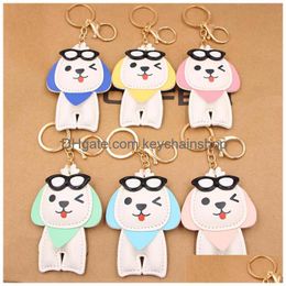 Key Rings Animal Car Chains Pu Leather Sunglasses Dog Keychains Accessories Cute Keyrings Holder Bag Pendant Charms Mens Women Fashi Dhbsc