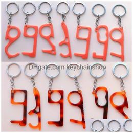 Key Rings Acrylic Keychain Touchless Door Opener Contactless Elevator Button Edc Tool Mens Bag Charm Car Keyrings Chains Holder Fash Dhf2B