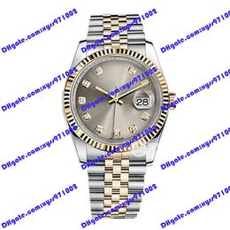 Highquality factory men's watch 2813 automatic mechanical watch 116233 36mm gray Diamonds dial stainless steel strap sapphire glass wristwatch 116231 watches