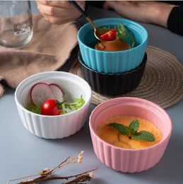 Bowls Ceramic Bowl Creative Shufulei Roasted Bowles Double Skin Milk Dessert Pudding Cup Steamed Cake For Tableware