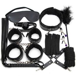 Beauty Items BDSM sexy Toys For Women Men Couples Bondage Set Restraint Handcuffs Whip Anal Plug Nipple Clamps Kits Adults Game