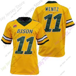 Football Jerseys NDSU North Dakota State Bison Football Jersey NCAA College Carson Wentz Green Yellow Size S-3XL All Stitched Youth Men