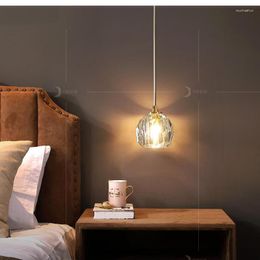 Pendant Lamps Kitchen 1 Pcs Diamond Crystal Lamp Light Copper Bar Restaurant Luxury G9 LED Luminaire Bedroom Bedside