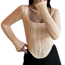 Women's Blouses Women's Deep U Neck Long Sleeve Wrap Slim Fit Casual Crop Tops Blouse G Shirts For Women